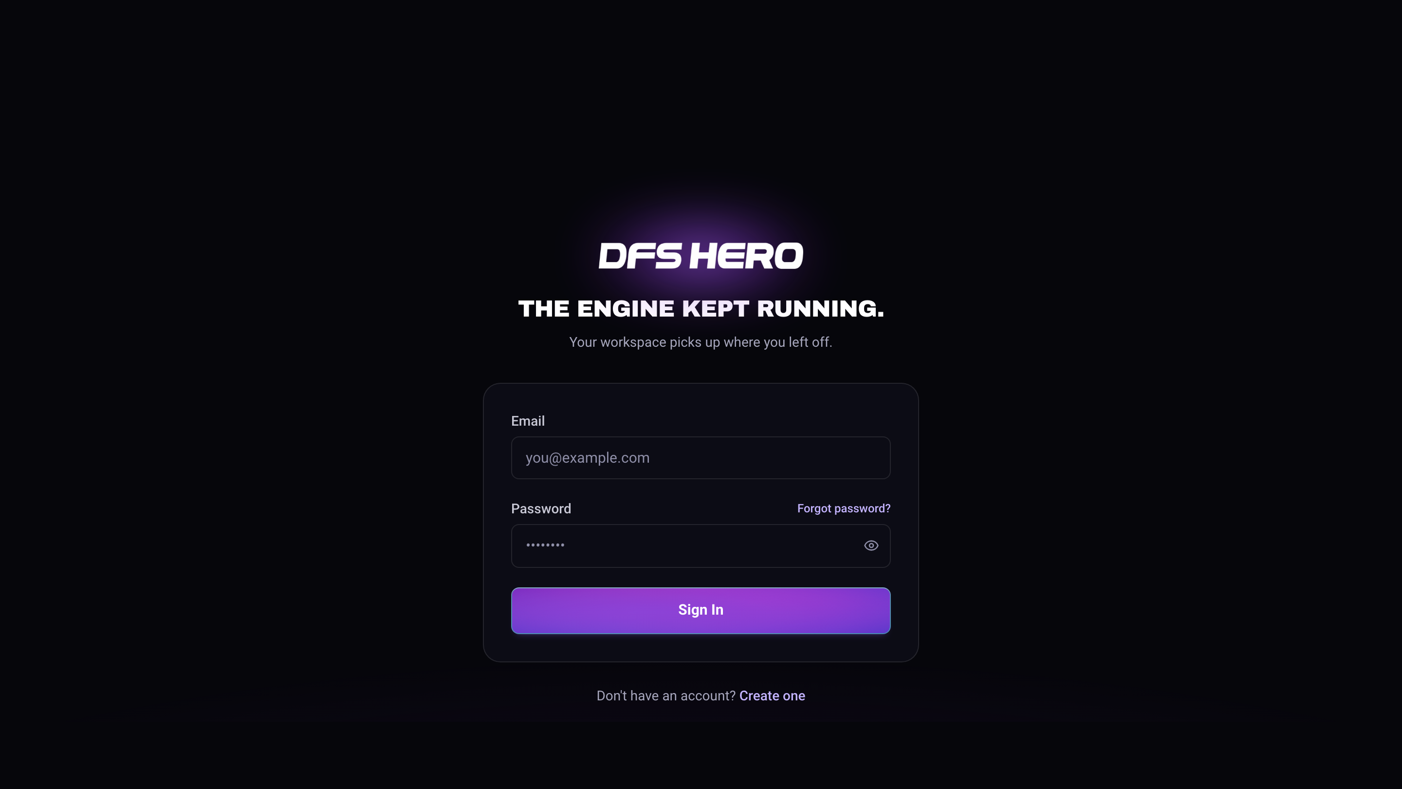 The sign-in page with the Email and Password fields, the Forgot password? link, and the Sign In button