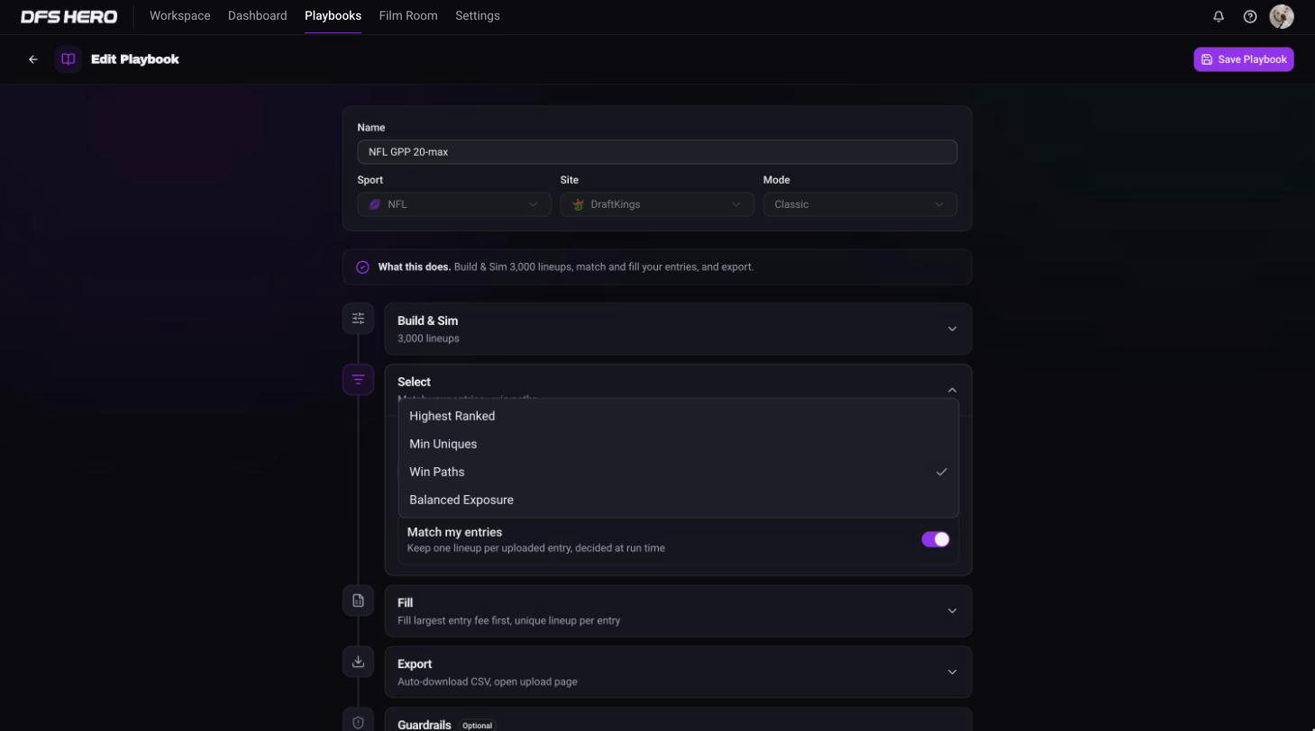 The Mode dropdown open, listing Highest Ranked, Min Uniques, Win Paths, and Balanced Exposure