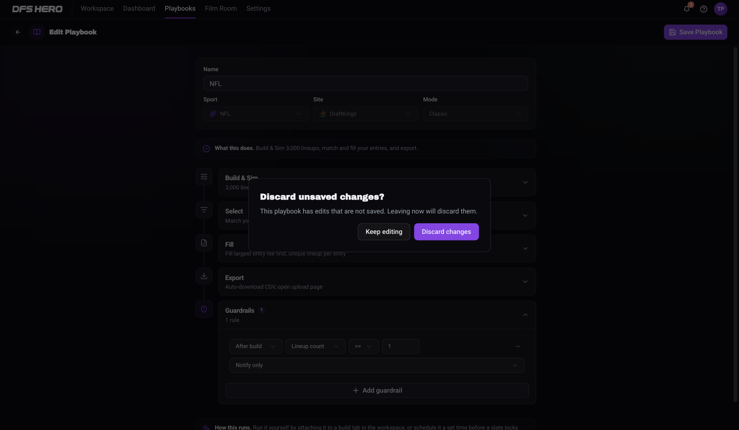 The Discard unsaved changes dialog with the Keep editing and Discard changes buttons